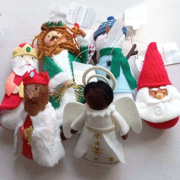 Lot of 6 NWT Holiday Christmas Plush Ornaments, Santa, Snowman, Angel, Kings - Picture 1 of 6